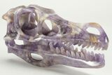 Carved Amethyst Dinosaur Crystal Skull - Ferocious! #227049-1